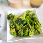 Close-up view of Hey! Chips broccoli crisps.