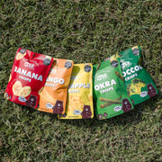 Hey! Chips mini collection displayed on grass.