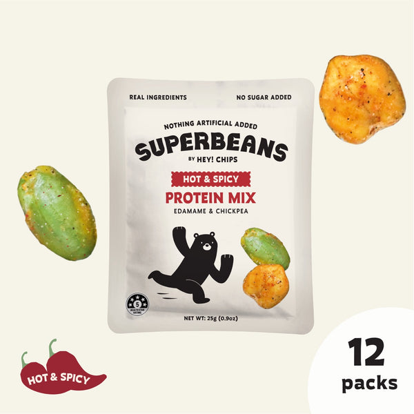 Superbeans by Hey! Chips Protein Mix Hot & Spicy Mini x 12 packs
